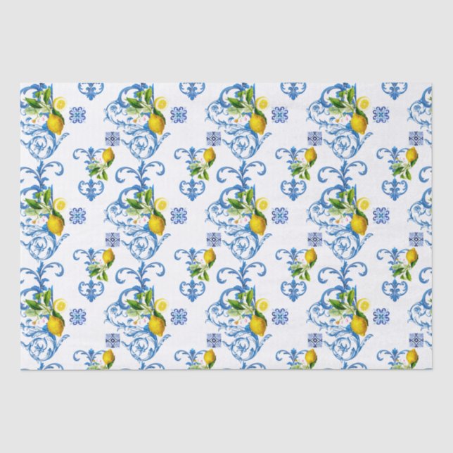 Mediterranean tiles, majolica,Sicilian style      Tissue Paper (Front)