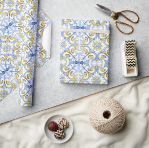 Mediterranean tiles, majolica,Sicilian style   Wrapping Paper