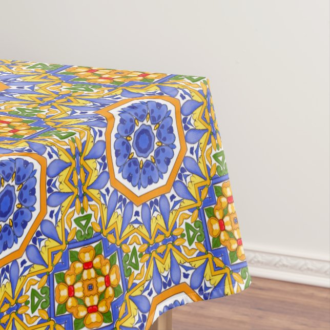 Mediterranean tiles,majolica,Sicilian, Tablecloth (In Situ)