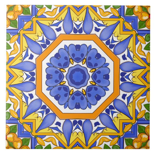Mediterranean tiles,majolica,Sicilian, Tile (Front)
