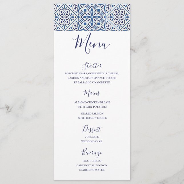 Mediterranean tiles Menu card (Front)
