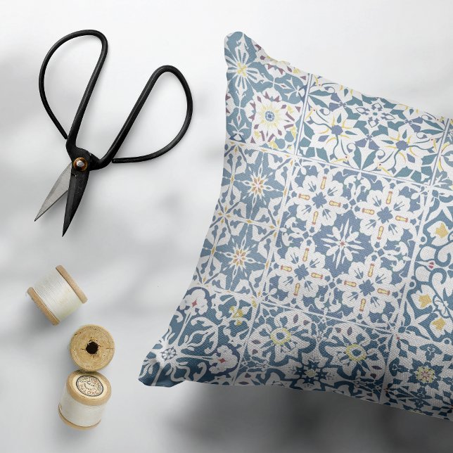 Mediterranean Tiles, Moroccan, Majolica, Azulejo Accent Pillow (Creator Uploaded)