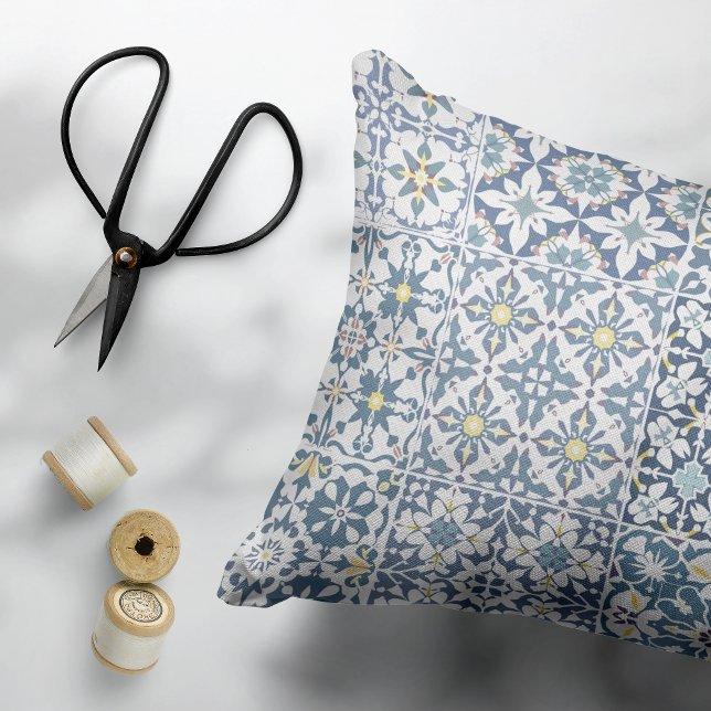 Mediterranean Tiles, Moroccan, Majolica, Azulejo Accent Pillow (Creator Uploaded)