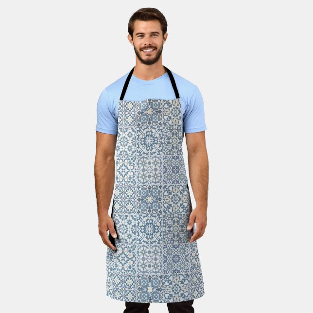 Mediterranean Tiles, Moroccan, Majolica, Azulejo Apron (Worn)