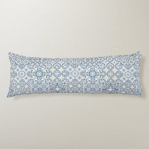Mediterranean Tiles, Moroccan, Majolica, Azulejo Body Pillow