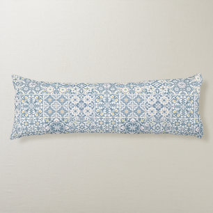 Mediterranean Tiles, Moroccan, Majolica, Azulejo Body Pillow