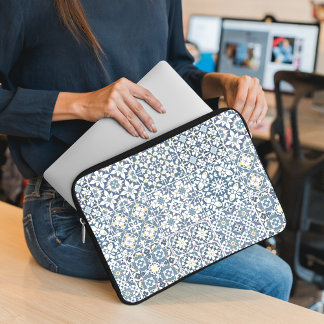 Mediterranean Tiles, Moroccan, Majolica, Azulejo Laptop Sleeve