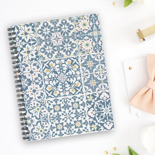 Mediterranean Tiles, Moroccan, Majolica, Azulejo Notebook