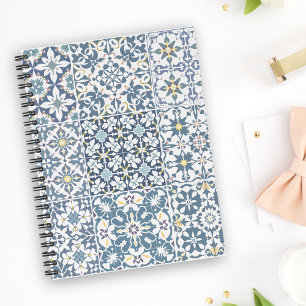 Mediterranean Tiles, Moroccan, Majolica, Azulejo Notebook
