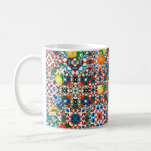 Mediterranean tiles,mosaic,lemon,summer art coffee mug