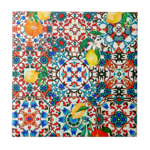 Mediterranean tiles,mosaic,lemon,summer art tile