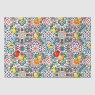 Mediterranean tiles,mosaic,lemon,summer art tissue paper