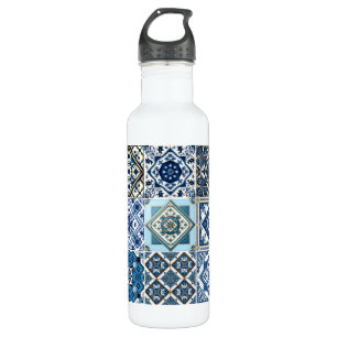 Mediterranean Tiles, Portugese, Azulejo, Majolica 710 Ml Water Bottle
