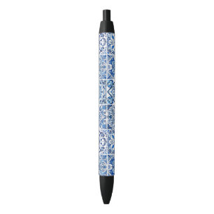Mediterranean Tiles, Portugese, Azulejo, Majolica Black Ink Pen