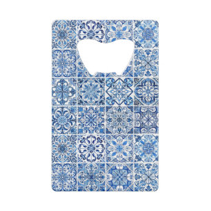 Mediterranean Tiles, Portugese, Azulejo, Majolica Credit Card Bottle Opener