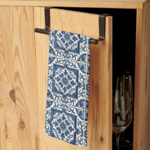Mediterranean Tiles, Portugese, Azulejo, Majolica Kitchen Towel