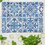 Mediterranean Tiles, Portugese, Azulejo, Majolica Kitchen Towel<br><div class="desc">Elegant,  stylish and sophisticated pattern with Mediterranean tiles in blue and white colour. Modern and trendy gift,  perfect for the Azulejo lover in your life.</div>