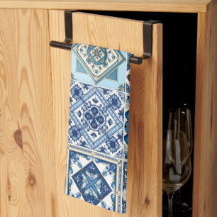 Mediterranean Tiles, Portugese, Azulejo, Majolica Kitchen Towel