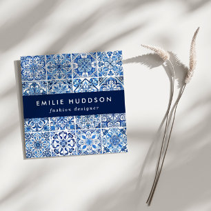 Mediterranean Tiles, Portugese, Azulejo, Majolica Square Business Card