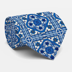 Mediterranean Tiles, Portugese, Azulejo, Majolica Tie