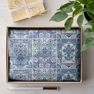 Mediterranean Tiles, Portugese, Azulejo, Majolica Tissue Paper