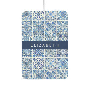 Mediterranean Tiles, Portugese, Azulejo, Your Name Air Freshener
