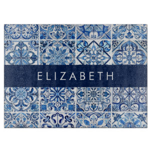 Mediterranean Tiles, Portugese, Azulejo, Your Name Cutting Board