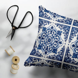 Mediterranean Tiles, Portuguese, Azulejo, Majolica Accent Pillow