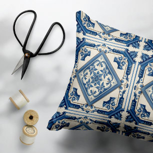 Mediterranean Tiles, Portuguese, Azulejo, Majolica Accent Pillow
