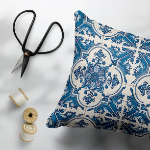 Mediterranean Tiles, Portuguese, Azulejo, Majolica Accent Pillow