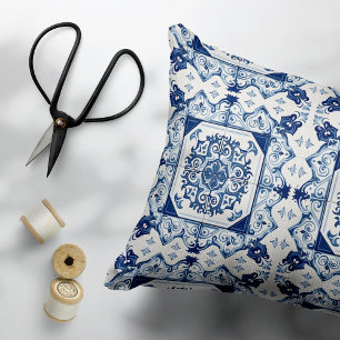 Mediterranean Tiles, Portuguese, Azulejo, Majolica Accent Pillow