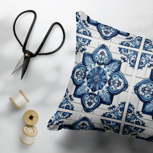 Mediterranean Tiles, Portuguese, Azulejo, Majolica Accent Pillow