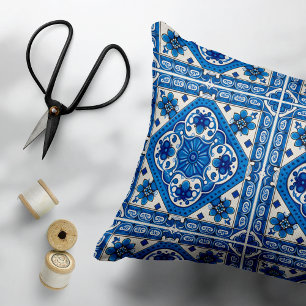 Mediterranean Tiles, Portuguese, Azulejo, Majolica Accent Pillow