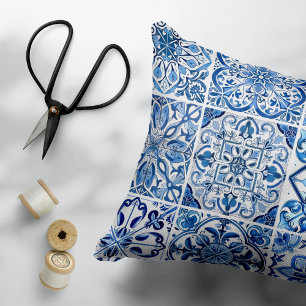 Mediterranean Tiles, Portuguese, Azulejo, Majolica Accent Pillow