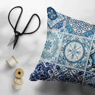 Mediterranean Tiles, Portuguese, Azulejo, Majolica Accent Pillow
