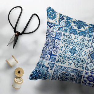 Mediterranean Tiles, Portuguese, Azulejo, Majolica Accent Pillow