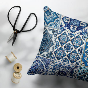 Mediterranean Tiles, Portuguese, Azulejo, Majolica Accent Pillow