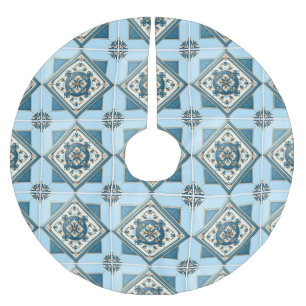 Mediterranean Tiles, Portuguese, Azulejo, Majolica Brushed Polyester Tree Skirt