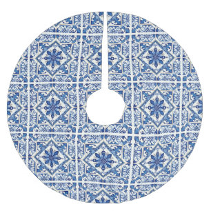 Mediterranean Tiles, Portuguese, Azulejo, Majolica Brushed Polyester Tree Skirt