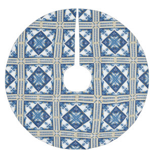 Mediterranean Tiles, Portuguese, Azulejo, Majolica Brushed Polyester Tree Skirt
