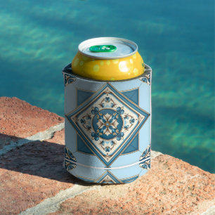 Mediterranean Tiles, Portuguese, Azulejo, Majolica Can Cooler