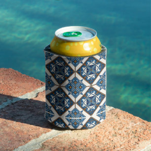 Mediterranean Tiles, Portuguese, Azulejo, Majolica Can Cooler