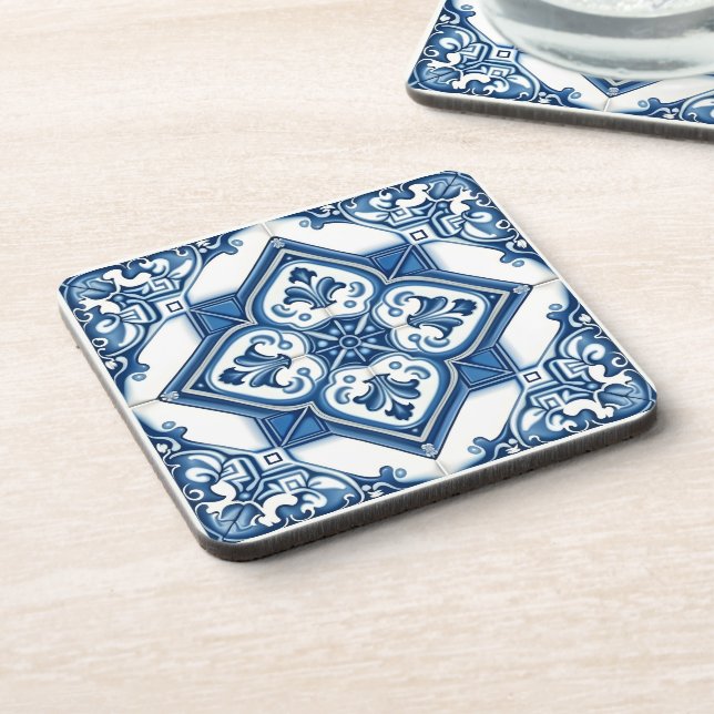 Mediterranean Tiles, Portuguese, Azulejo, Majolica Coaster (Left Side)