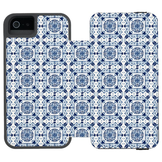 Mediterranean Tiles, Portuguese, Azulejo, Majolica Incipio iPhone Wallet Case (Folio Open)