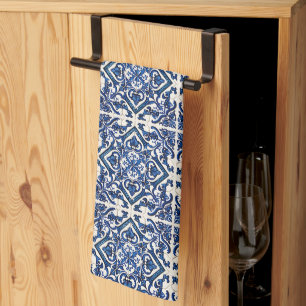 Mediterranean Tiles, Portuguese, Azulejo, Majolica Kitchen Towel