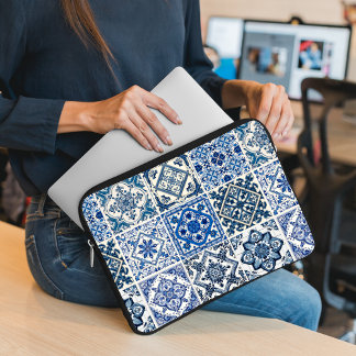 Mediterranean Tiles, Portuguese, Azulejo, Majolica Laptop Sleeve