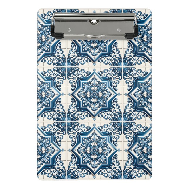 Mediterranean Tiles, Portuguese, Azulejo, Majolica Mini Clipboard (Front)