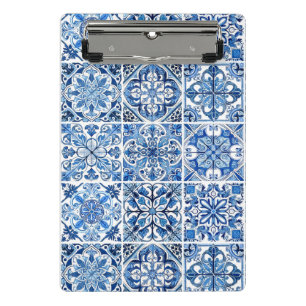 Mediterranean Tiles, Portuguese, Azulejo, Majolica Mini Clipboard