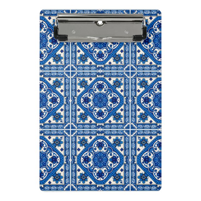 Mediterranean Tiles, Portuguese, Azulejo, Majolica Mini Clipboard (Front)