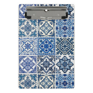 Mediterranean Tiles, Portuguese, Azulejo, Majolica Mini Clipboard